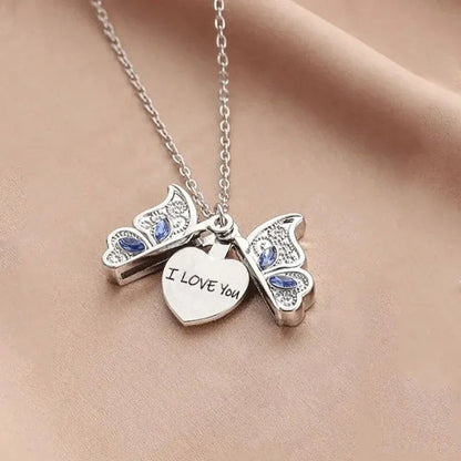 Butterfly Pendant Necklace – 'I Love You' Hidden Message, Stylish Women's Jewelry for a Touch of Charm