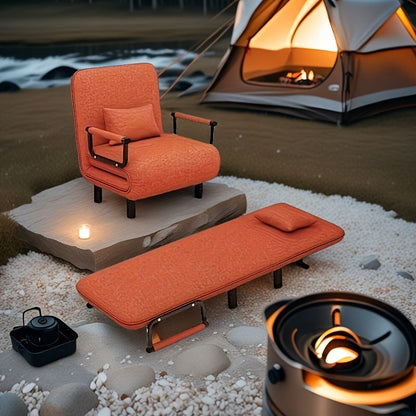 Convertible Sleeper Chair – 3-in-1 Adjustable Backrest, Lumbar Pillow, Foldable Sofa Bed for Living Room & Home Office