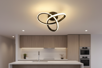 Modern Knot LED Ceiling Light – Black & White Metal Fixture with Warm Ambient Glow for Home and Office Decor