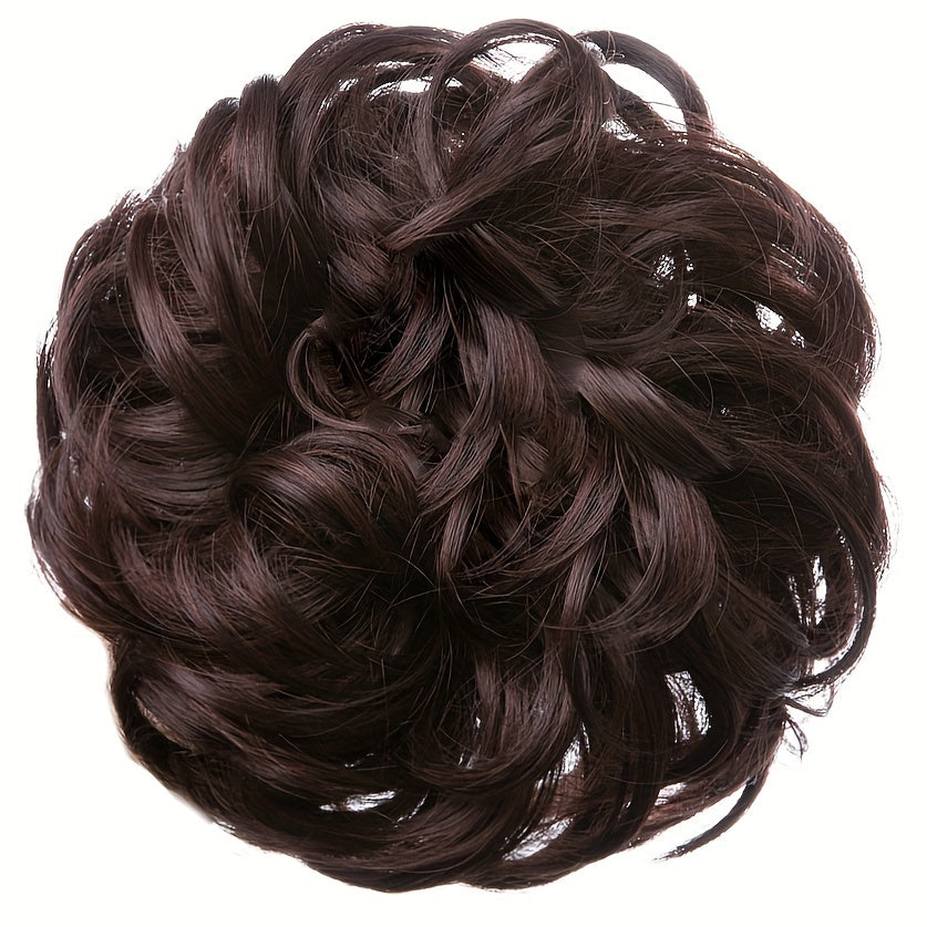 Messy Curly Hair Bun Extension – Voluminous Synthetic Elastic Chignon Scrunchie for Effortless Updo, Instant Volume & Natural-Looking Glam Hairpiece for Women