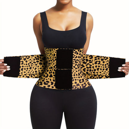 Leopard Print Waist Trainer Belt for Women – Adjustable High Compression Body Shaper for Gym, Fitness, and Daily Slimming