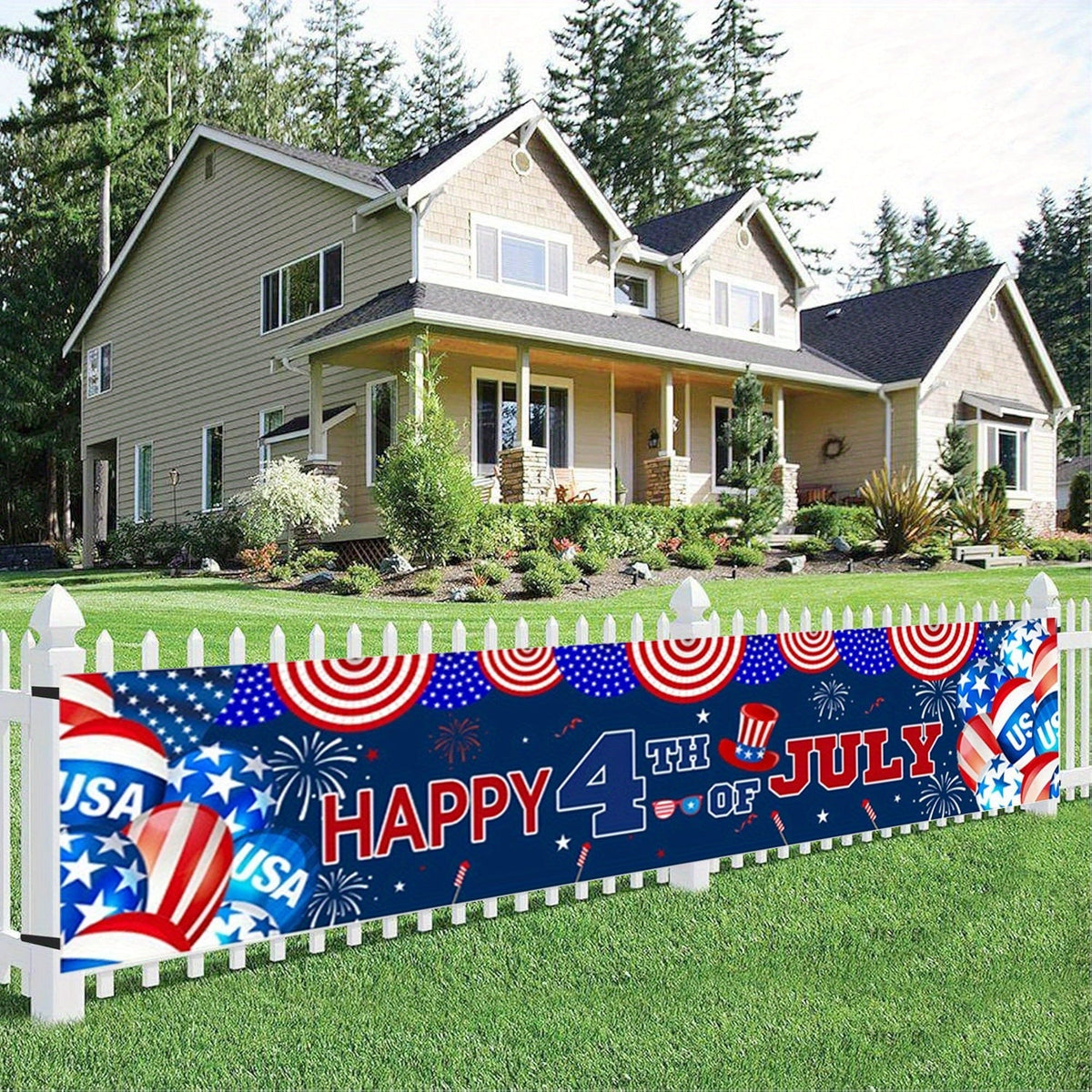 Patriotic Yard Banners –2pcs 4th of July Outdoor Independence Day Decorations with “God Bless America” Flag Design for Gardens, Parties & Holiday Celebrations