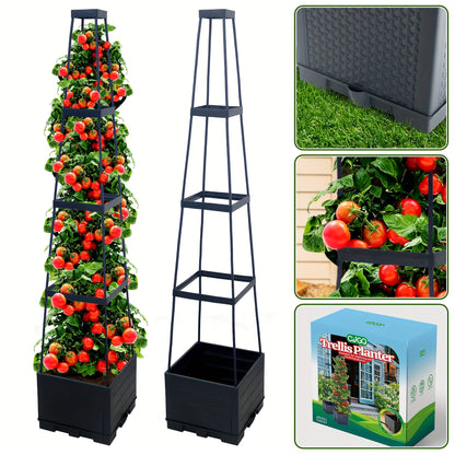 Self-Watering Raised Garden Bed Planter – Trellis & Wheels for Tomatoes, Climbing Vegetables & Indoor/Outdoor Gardening Made Easy