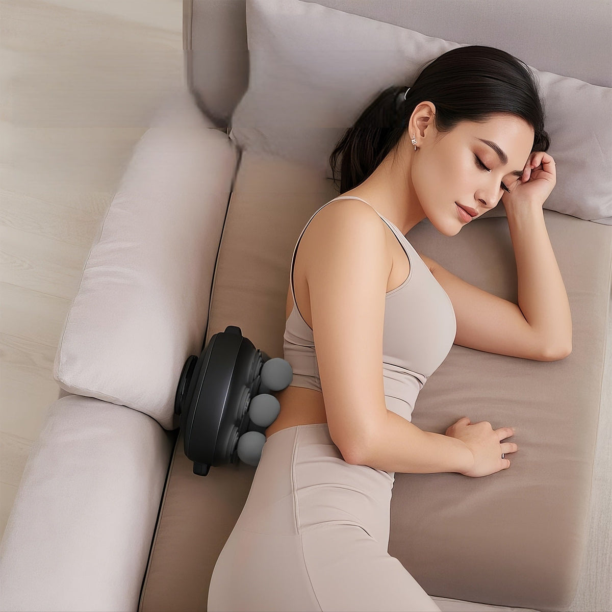 Deep Tissue Massage Gun – 6-Head Ergonomic Electric Massager with 9 Modes for Full Body Muscle Pain Relief, USB Rechargeable and Travel Ready