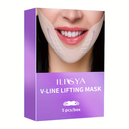 V-Line Lifting Masks with Ear Loops – 5pcs Masks with Hyaluronic Acid & Plant Extracts for Firming, Sculpting & Moisturizing Youthful Skin