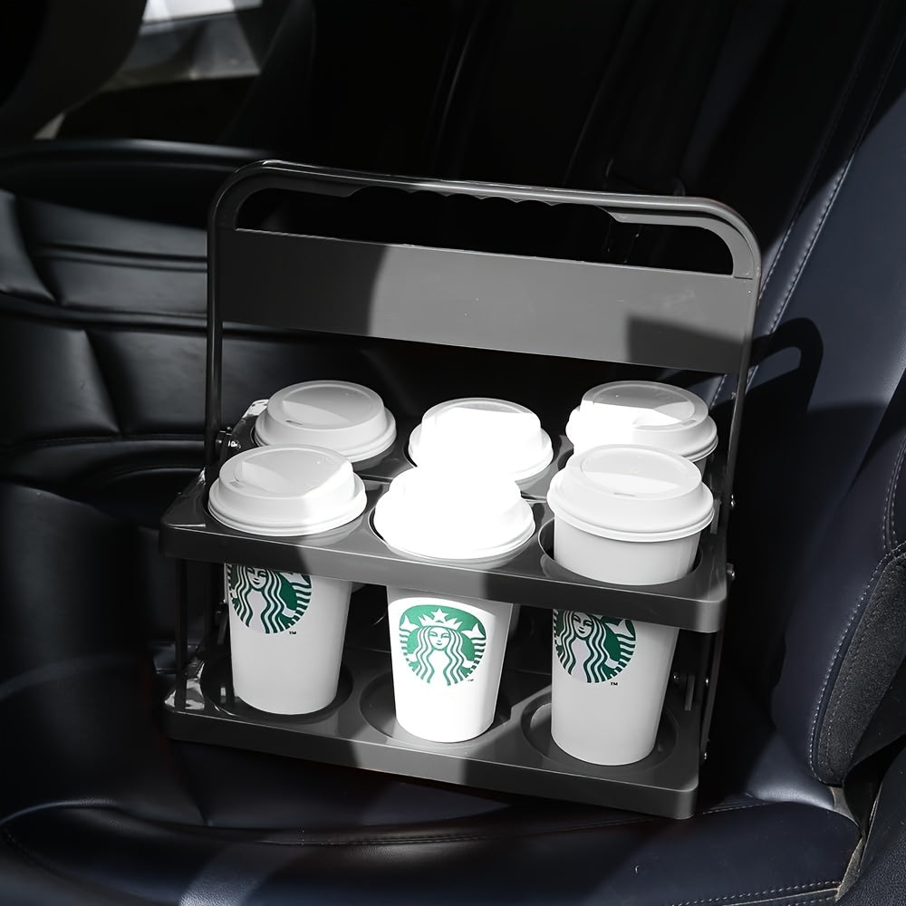 Plastic Drink Holder with Handle - Drink Carrier for Car & Delivery, Foldable, Reusable, Ideal for UberEats, Doordash, GrubHub