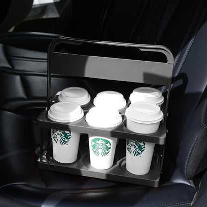 Plastic Drink Holder with Handle - Drink Carrier for Car & Delivery, Foldable, Reusable, Ideal for UberEats, Doordash, GrubHub