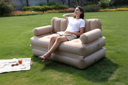 Double Foldable Inflatable Sofa Bed – Automatic Pump Camping Couch for Outdoor Rest and Home Lounging