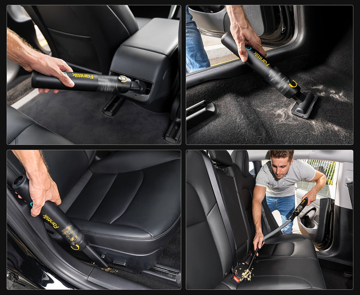Slim Cordless Car Vacuum – 19000Pa Suction, Fast Charging, Includes 10 Cleaning Accessories for Car and Home