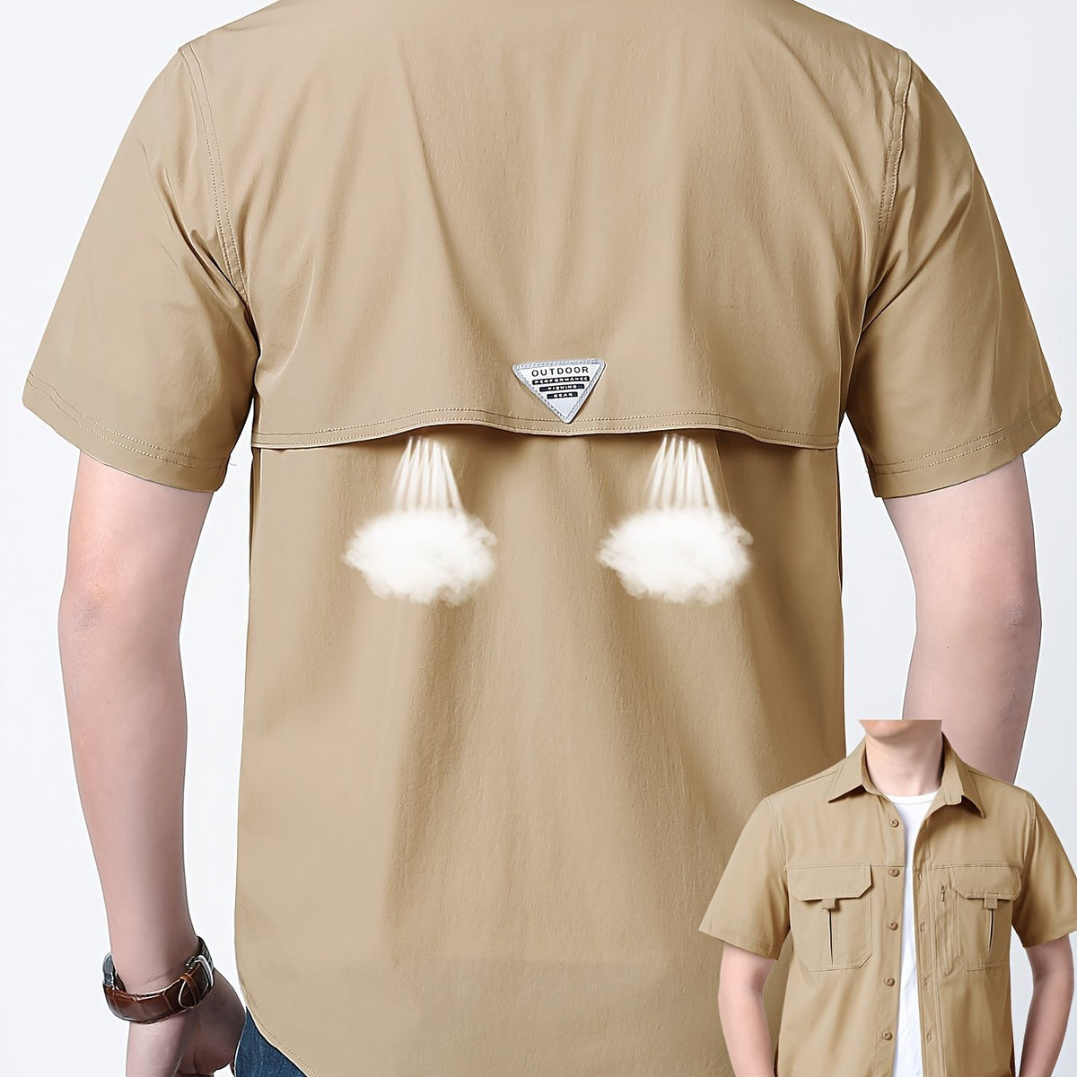 Men’s Quick-Dry Cooling Shirt – Short-Sleeve Lapel Design with Breathable Nylon-Spandex Fabric for Summer