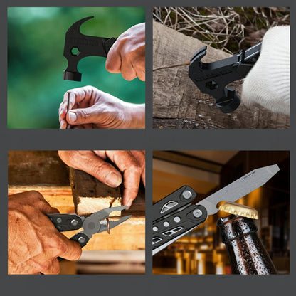 Stainless Steel Multitool Hammer – 14-in-1 Rush Deer Tool with Pliers, Opener & Screwdrivers for Camping, Hiking & Dad Gifts