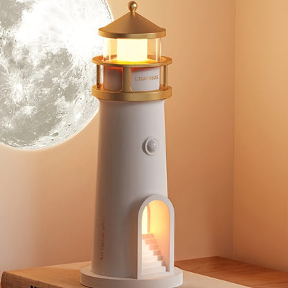 Lighthouse Night Light – Projection Moon Lamp with Human Motion Sensor, Adjustable Brightness, and Decorative Design for Home and Bedroom