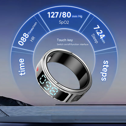 Smart Fitness Ring with Digital Display – Tracks Steps, Sleep & Swimming with Waterproof Unisex Minimal Design
