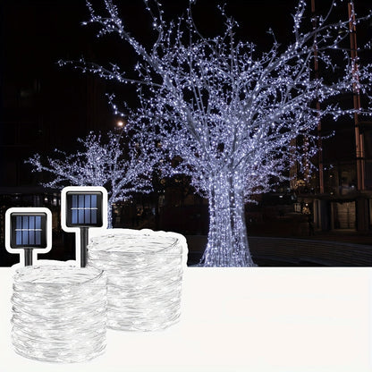 Solar Fairy 300LED Outdoor String Lights – 104ft Copper Wire Lighting with 8 Modes, Garden & Tree Decoration for Christmas, Parties & Weddings with NiMH Battery & Cable Management Reel
