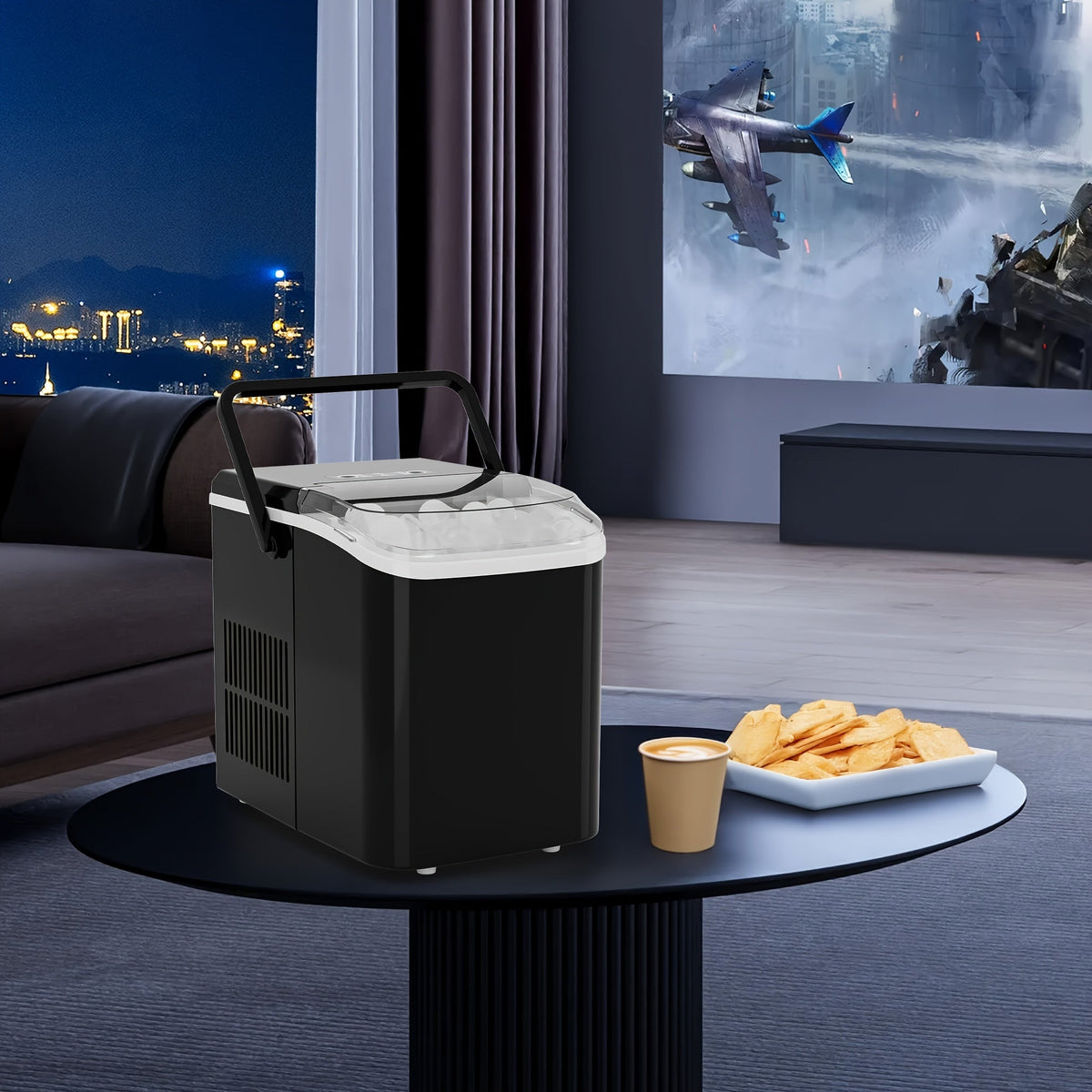 Portable Ice Nugget Maker – 26.5lbs Daily Output, Self-Cleaning, 9 Ice Cubes in 6 Minutes, Perfect for Kitchens, Parties, Camping & RVs