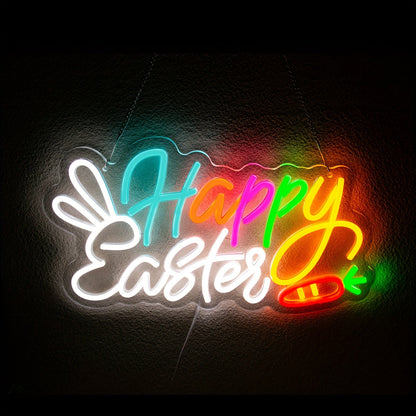 Vintage Neon Easter Sign – Retro ‘Happy Easter’ Wall Decor that Glows Brightly with Nostalgic Holiday Charm