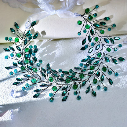 Emerald Rhinestone Hairband – High-End Carnival & Masquerade Headpiece for Elegant Ladies Seeking Glamorous Hair Accessories