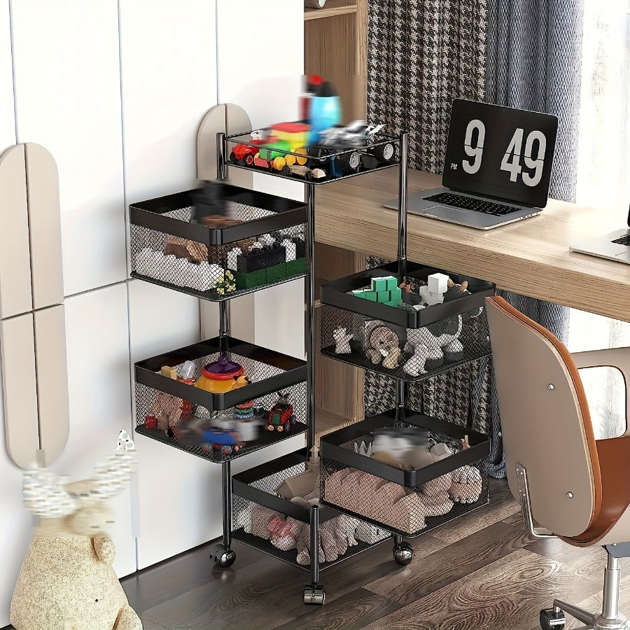 Rotating Kitchen Storage Tower – Multi-Tiered Organizer with Swivel Design for Spices, Snacks, or Beauty Products Anywhere