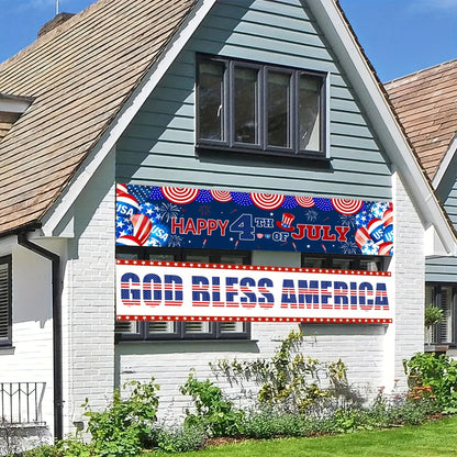 Patriotic Yard Banners –2pcs 4th of July Outdoor Independence Day Decorations with “God Bless America” Flag Design for Gardens, Parties & Holiday Celebrations
