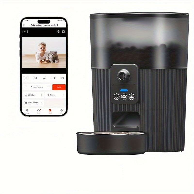 Smart Pet Feeder- WiFi-Enabled Auto Dispenser for Dogs & Cats with Remote Control for Precise Mealtime Scheduling