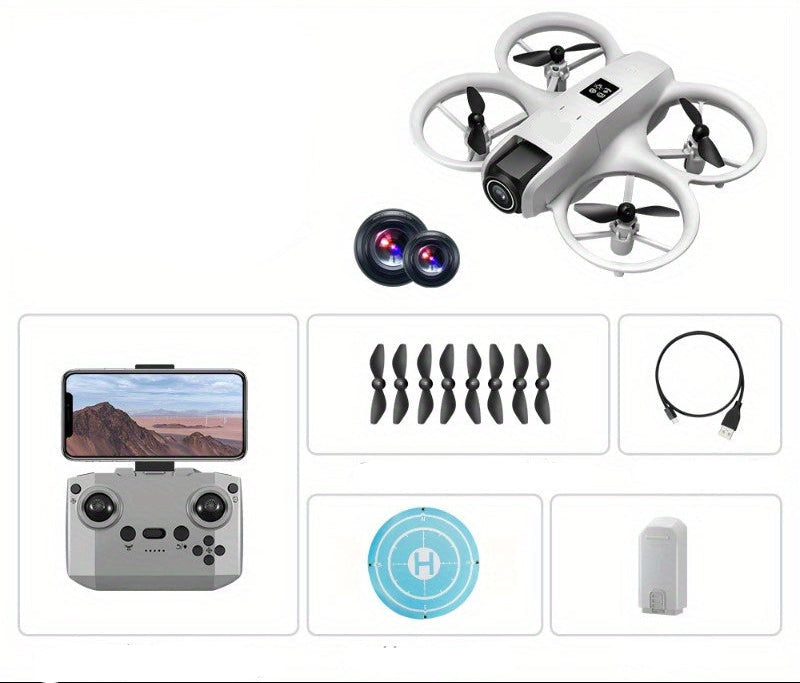 Foldable Drone with Dual-Lens Camera – HD Stabilized Aerial Photography Drone with Gesture Control and Route Planning
