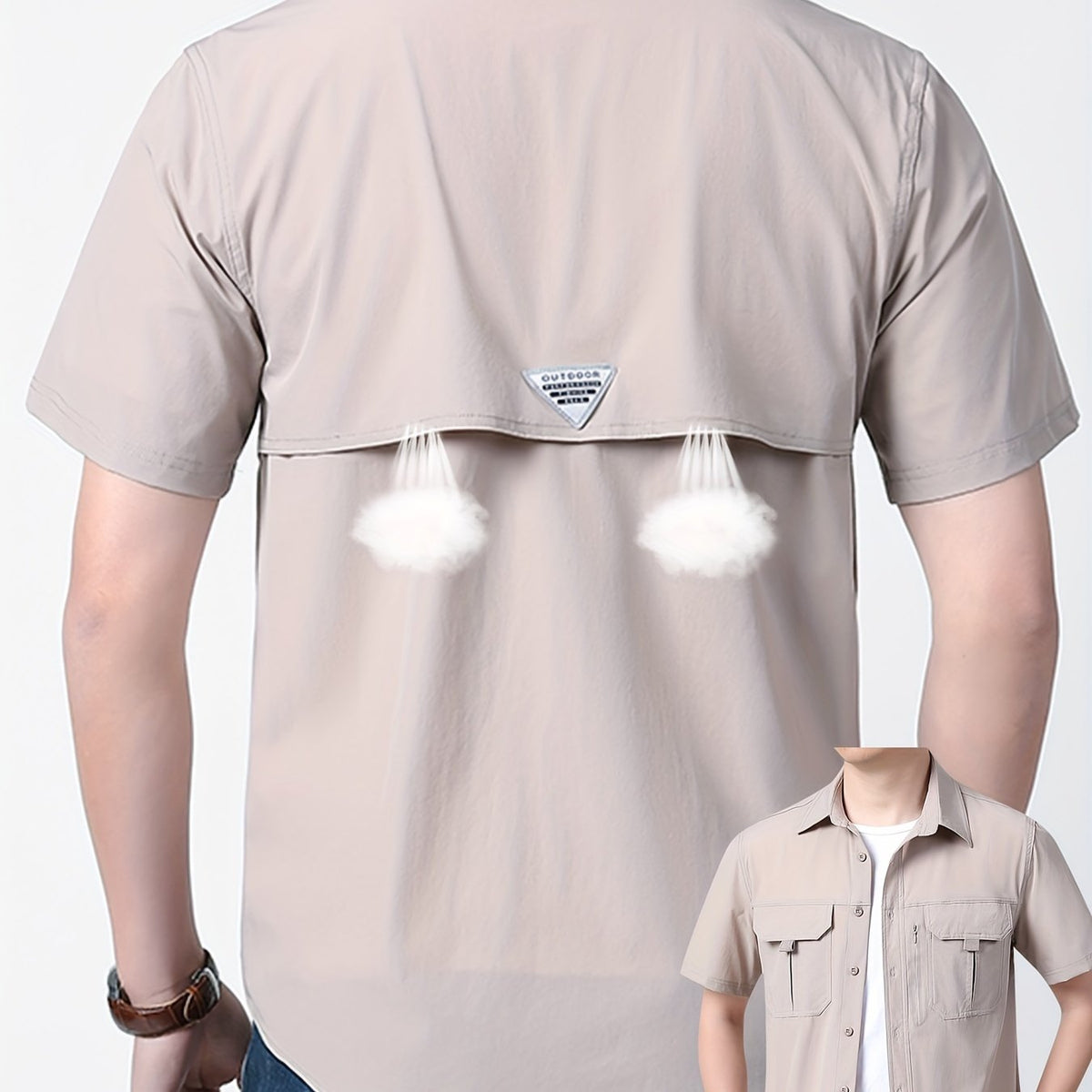 Men’s Quick-Dry Cooling Shirt – Short-Sleeve Lapel Design with Breathable Nylon-Spandex Fabric for Summer