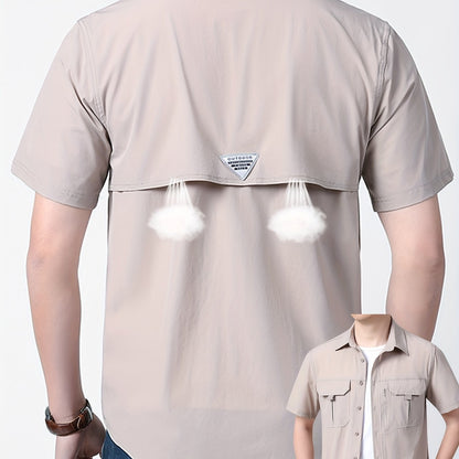 Men’s Quick-Dry Cooling Shirt – Short-Sleeve Lapel Design with Breathable Nylon-Spandex Fabric for Summer