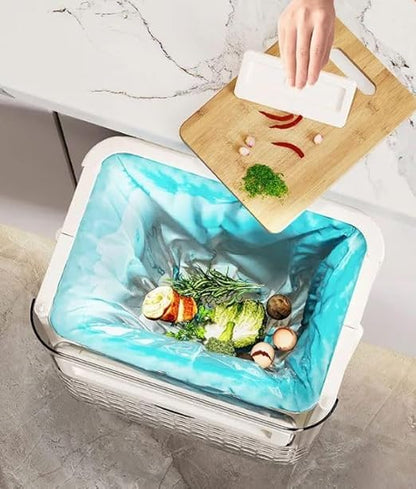 Cabinet Folding Hanging Trash Can - Hanging Small Trash Can with Lid for Cupboard, Bathroom and Bedroom