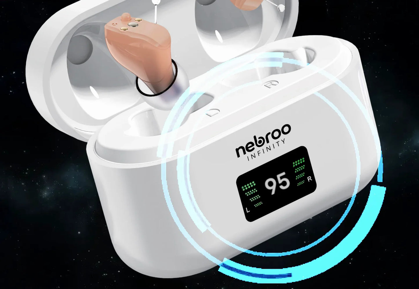 Nebroo Infinity Hearing Aid & Amplifier | 4-in-1 Environment Settings | 19 Hour Battery Life