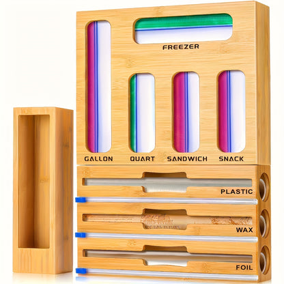 Bag Sealer Organizer – 9-in-1  Kitchen Drawer Storage Box for Ziplock Bags, Cling Film & Food Bag Organization
