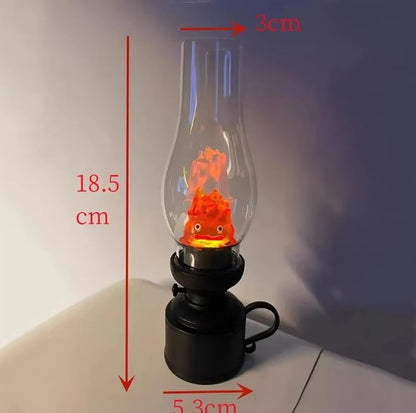 Flameless Calcifer Night Light - Halloween Retro Decorative Candle Light, Cartoon Anime Kerosene Lamp for Bedroom Bedside Table