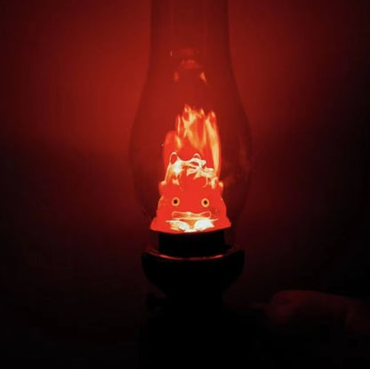 Flameless Calcifer Night Light - Halloween Retro Decorative Candle Light, Cartoon Anime Kerosene Lamp for Bedroom Bedside Table