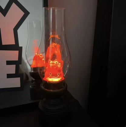 Flameless Calcifer Night Light - Halloween Retro Decorative Candle Light, Cartoon Anime Kerosene Lamp for Bedroom Bedside Table