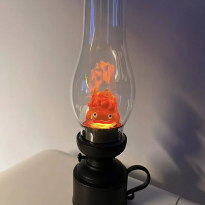 Flameless Calcifer Night Light - Halloween Retro Decorative Candle Light, Cartoon Anime Kerosene Lamp for Bedroom Bedside Table
