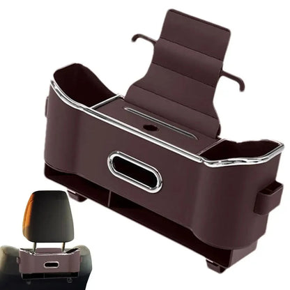 Car Headrest Storage Box – 2-Hook Design, Flocking Backseat Organizer for Long-Distance Drives