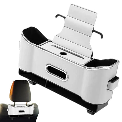 Car Headrest Storage Box – 2-Hook Design, Flocking Backseat Organizer for Long-Distance Drives