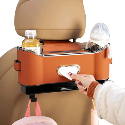 Car Headrest Storage Box – 2-Hook Design, Flocking Backseat Organizer for Long-Distance Drives