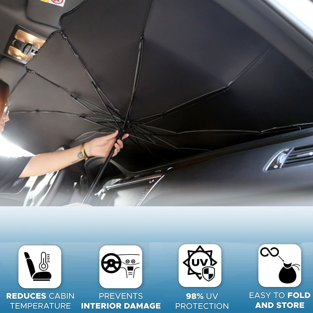 Car Sunshade Umbrella - Foldable Heat Insulation Protection for Auto Windshield 10 Ribs