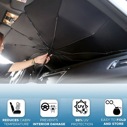 Car Sunshade Umbrella - Foldable Heat Insulation Protection for Auto Windshield 10 Ribs