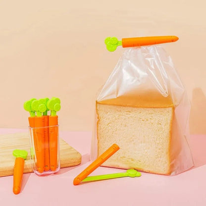 Carrot-Shaped Food Bag Sealing Clips – Set of 5 Clips to Keep Your Snacks Fresh with Portable, Stylish Clamps