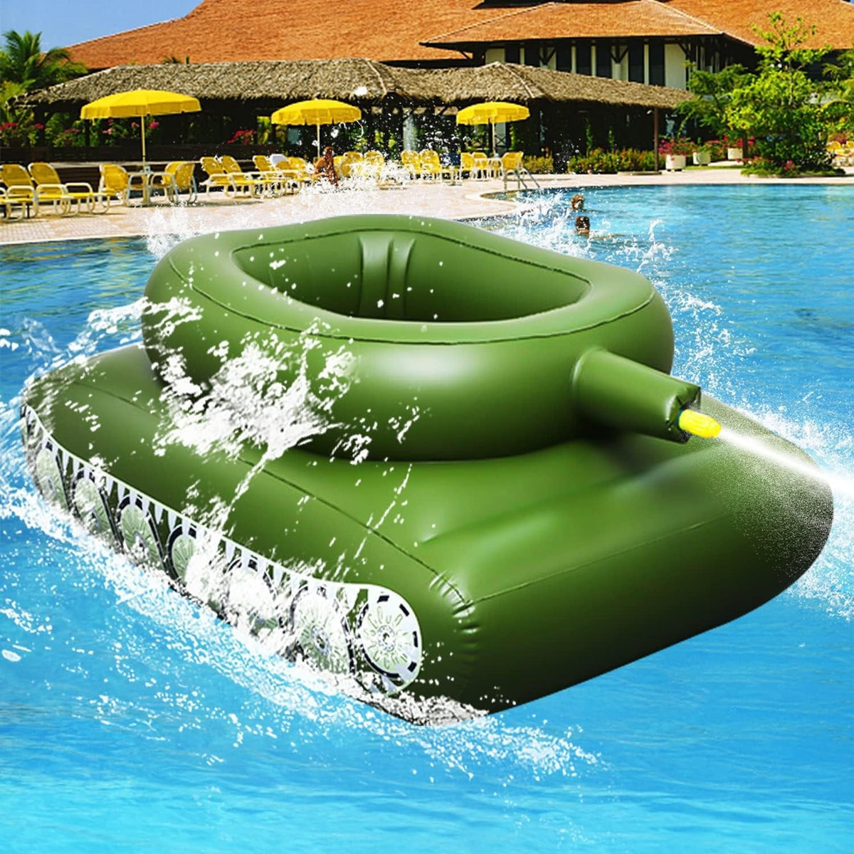 Inflatable Tank Pool Float with Water Cannon – Splash Water Gun Tank Toy for Kids & Adults