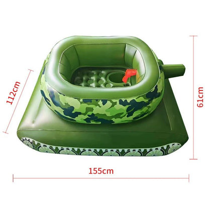 Inflatable Tank Pool Float with Water Cannon – Splash Water Gun Tank Toy for Kids & Adults