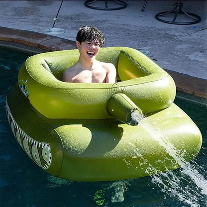 Inflatable Tank Pool Float with Water Cannon – Splash Water Gun Tank Toy for Kids & Adults