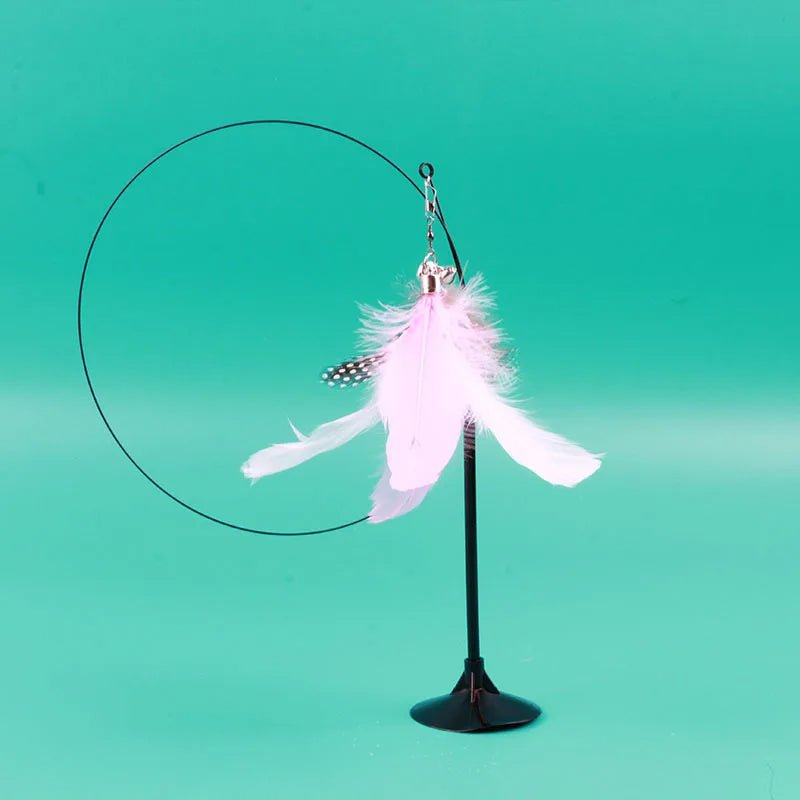 Cat Wand Toy - Recreational Cats Teaser Feather Stick Toy with Suction Cup