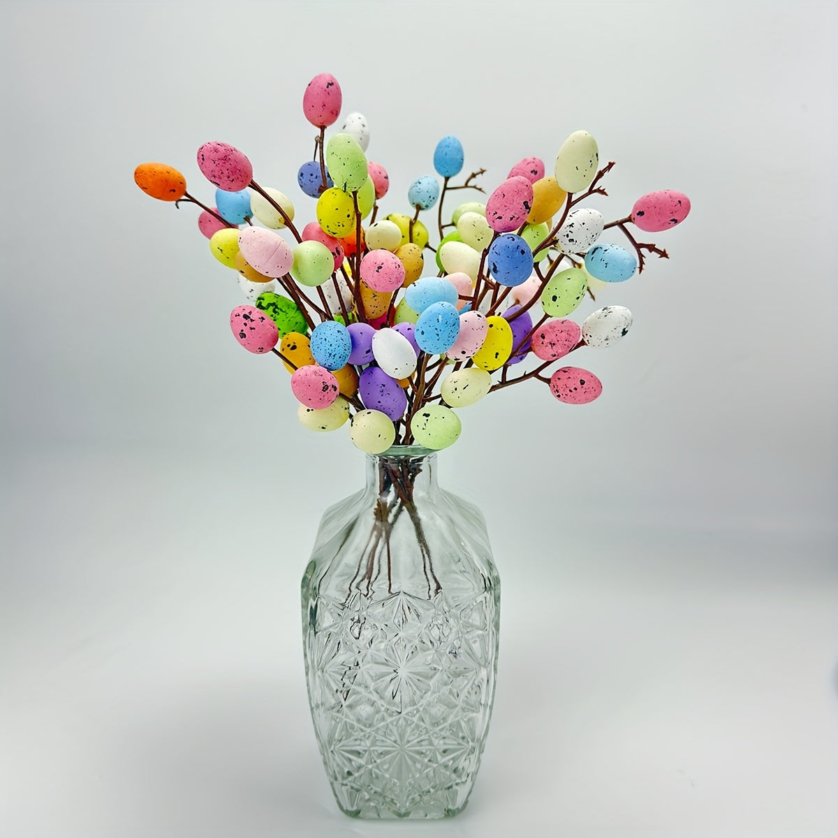 Spring Floral Easter Egg Plug-In Ornaments – 3/6/12pcs Miniature Eggs for Festive Floral Arrangements and Home Party Decor