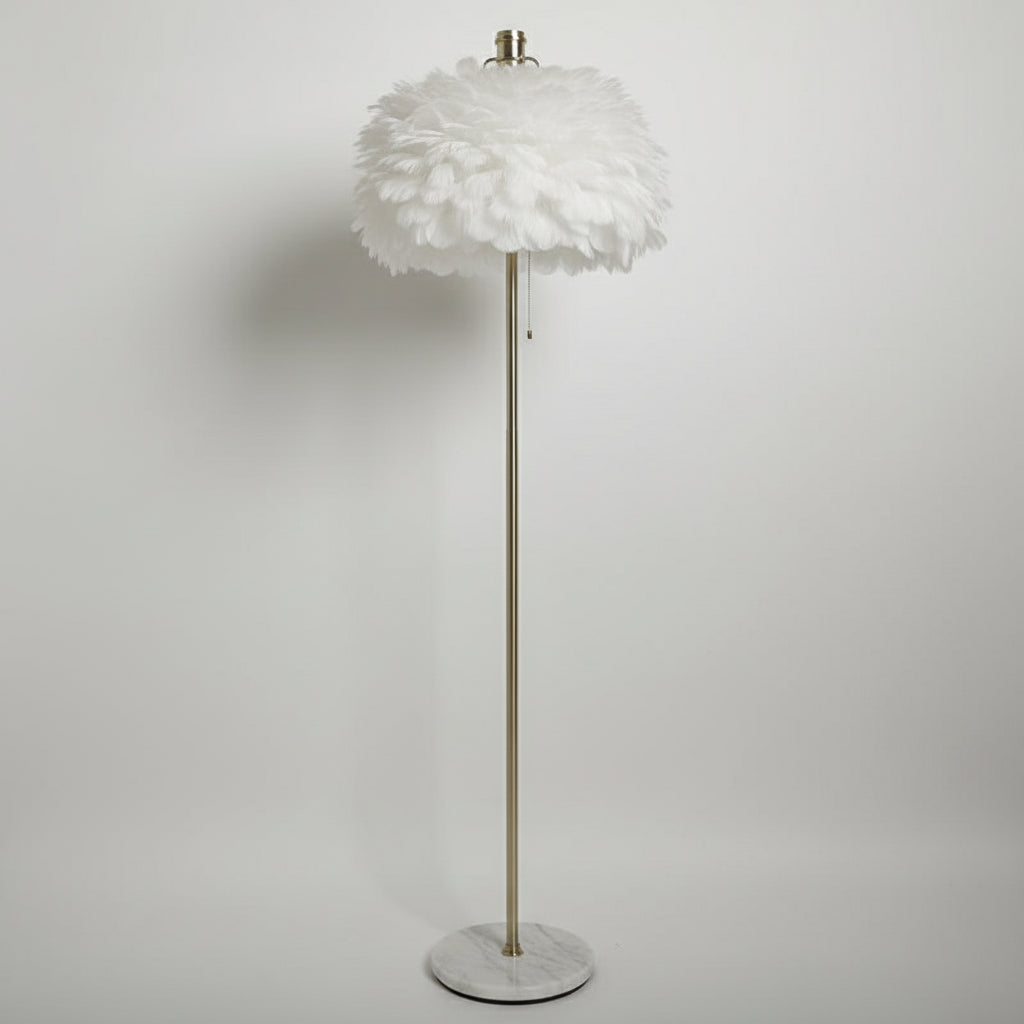 White Feather Hemisphere Lampshade – 40cm Handmade Faux Feather Shade for Pendant Lights, Chandeliers, Floor Lamps & Modern Bedroom or Living Room Decor