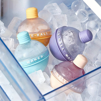 Silicone Ice Ball Maker - 4pcs Round Sphere Ice Mold for Whiskey and Cocktails, 2.5in Durable Kitchen Accessory for Home Bar, Drinks, and Entertaining