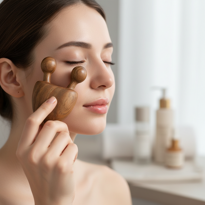 Sandalwood Eye Relief Massager – Fragrance-Free, Battery-Free Nose and Face Relaxation Tool for Gentle Pressure Relief, Meditation & Stress Reduction