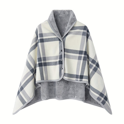 Cozy Checkered Knit Blanket – Double-Layer Soft Polyester Throw for Office Naps, Winter Warmth, and Stylish Home Comfort