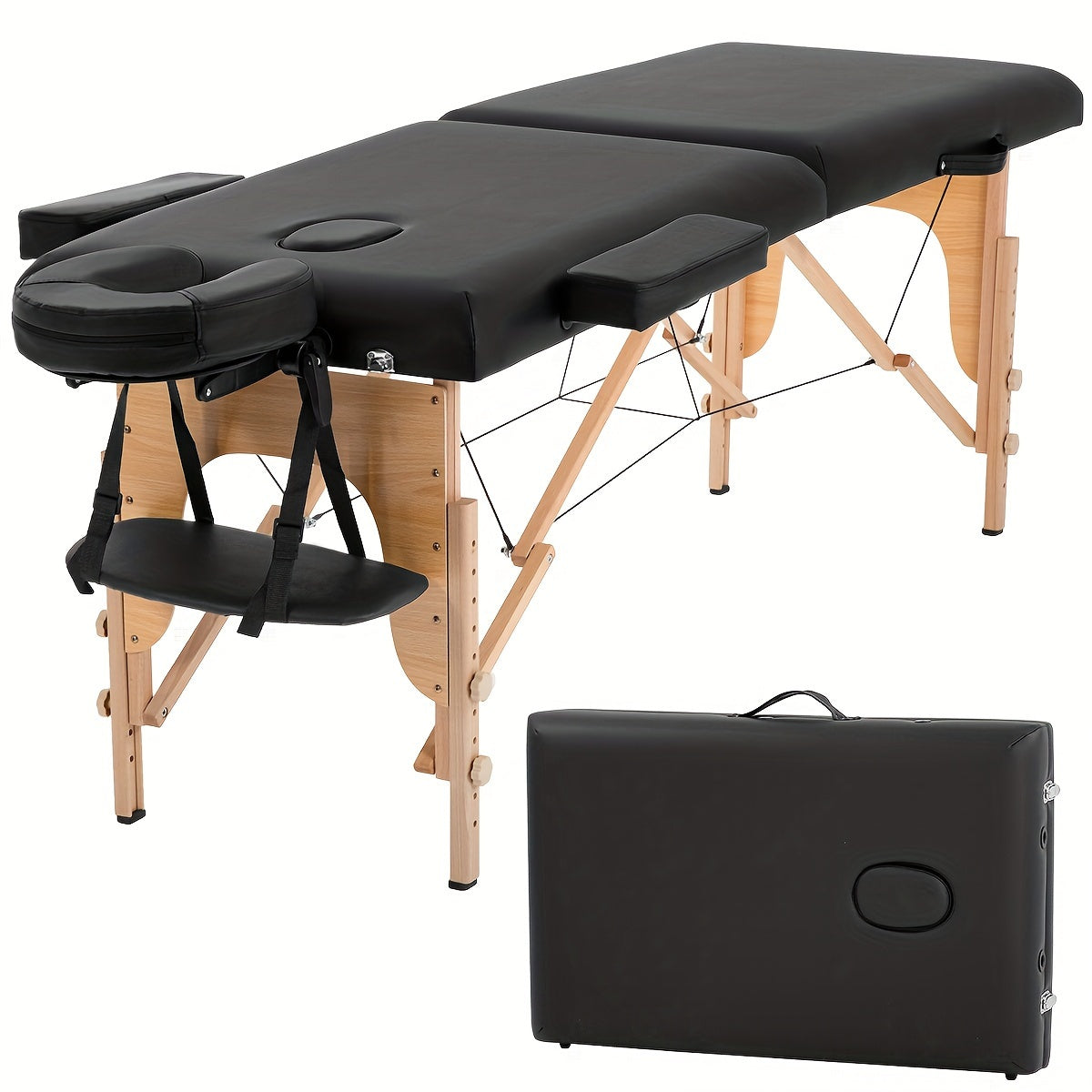 Portable Two Fold Massage Table – Adjustable Spa Bed with Face Cradle and Carry Bag for Home Therapyå